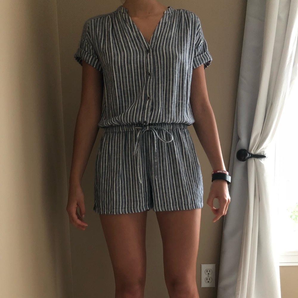 Stripped Short Sleeved Romper